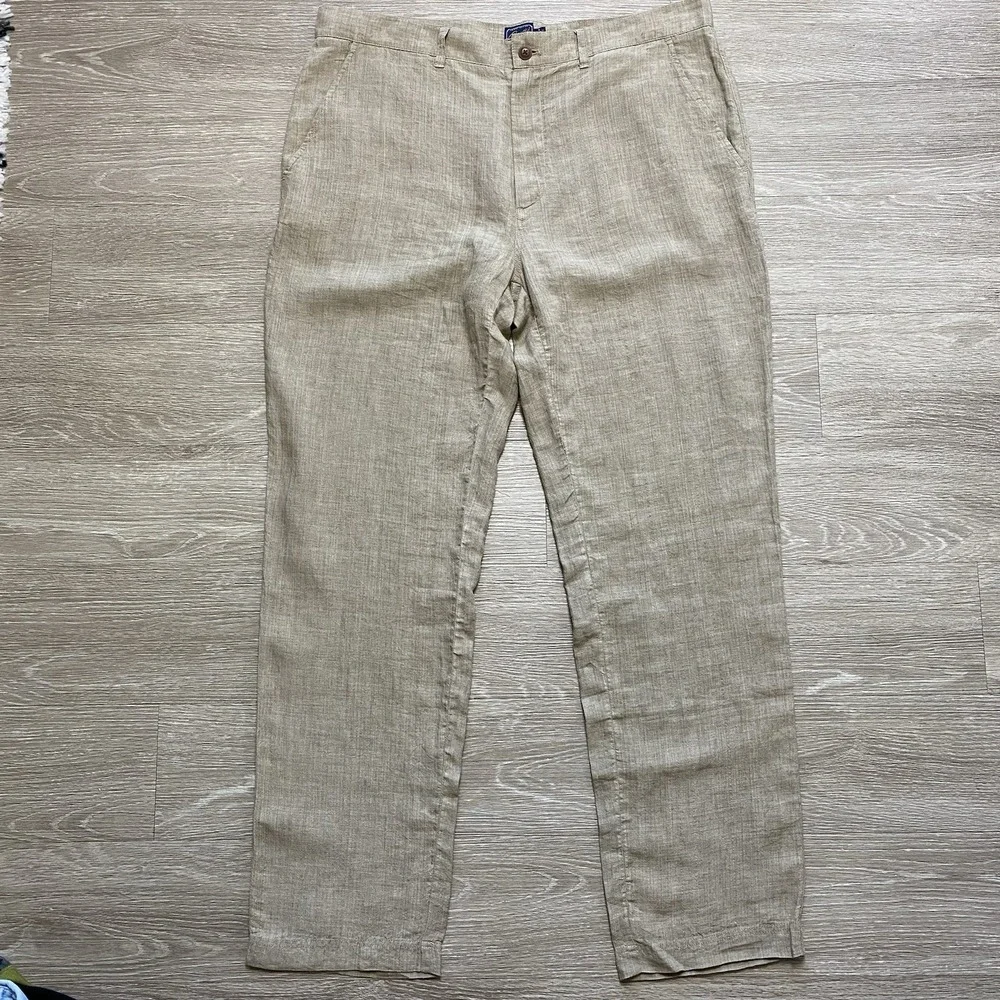Grayers Aventura Washed Linen Safari Pants Men's 38x32 Khaki Brown NWT $155 MSRP